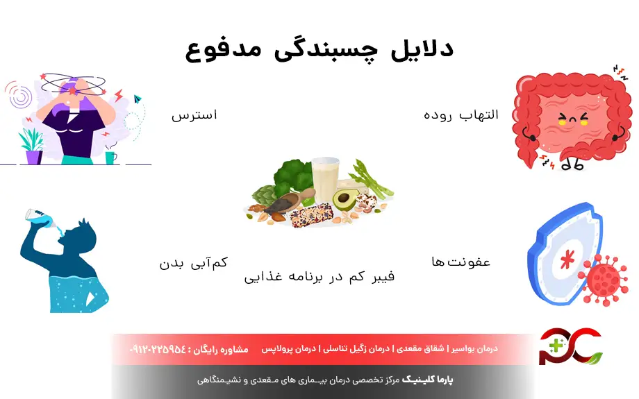 علت چسبندگی مدفوع 